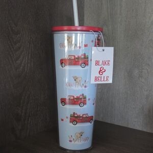 Blake & Belle Farm 24 oz Acrylic Dear Santa It Wasn't Me Tumbler Straw Cup NWT